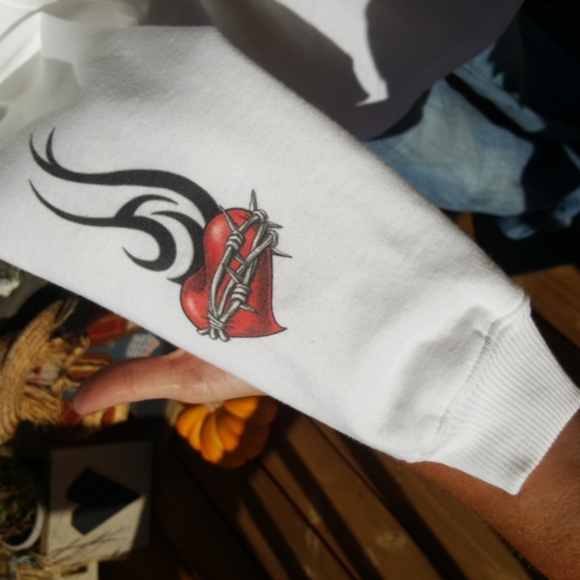 EASYRIDERS ♡ LAT White SOFT Crew Neck Long Sleeve ♥️ Barbed Wire Sweatshirt L - Picture 5 of 16